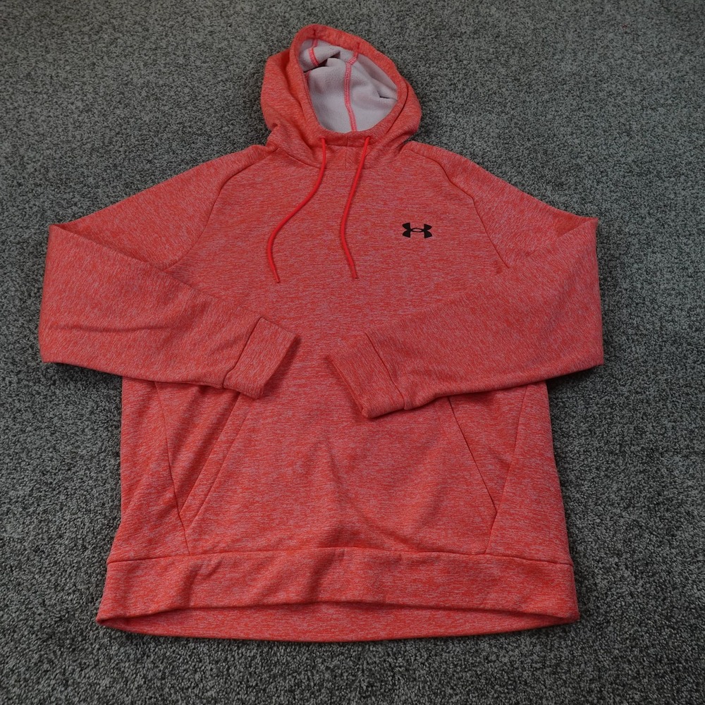 Under Armour Hoodie Mens XL Orange Fleece Pullover Sweatshirt Logo Gym Training